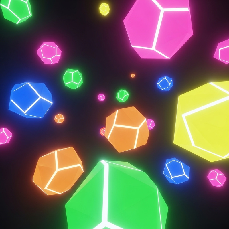 Vibrant Neon Abstract Shapes: Bright Mystical Scene Vibrant Neon Abstract Shapes: Bright Mystical Scene