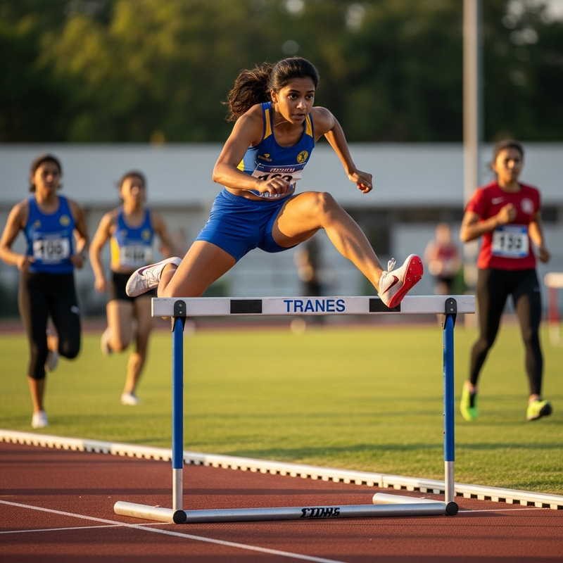 Dynamic Hurdler Leaping over Obstacle in Intense Competition Dynamic Hurdler Leaping over Obstacle in Intense Competition