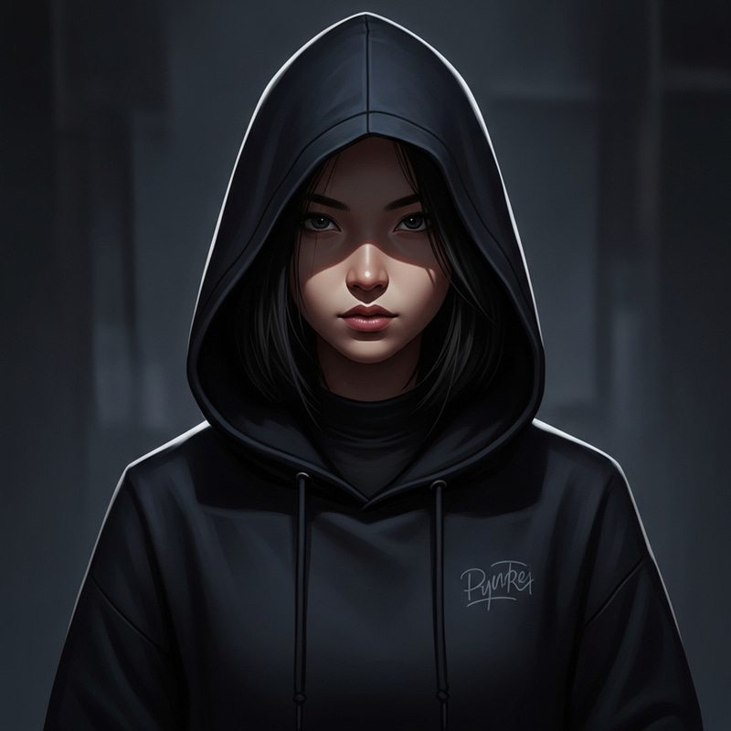 Mysterious Woman in Hoodie | Enigmatic Vibe Illustration