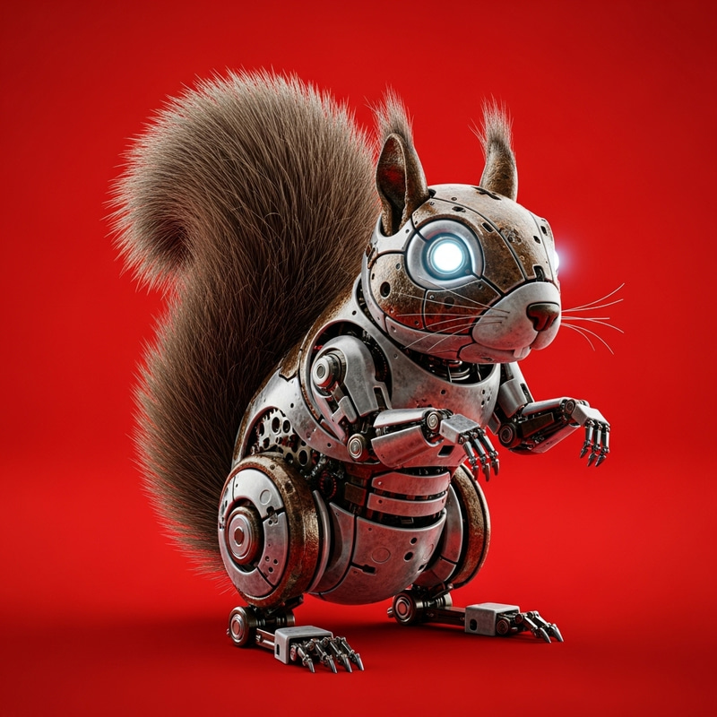 Mechanical Squirrel Icon: 3D Art Design Mechanical Squirrel Icon: 3D Art Design