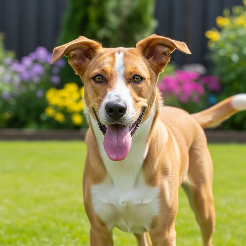 Playful Dog in Bright Backyard | Dog Breed Description Playful Dog in Bright Backyard | Dog Breed Description