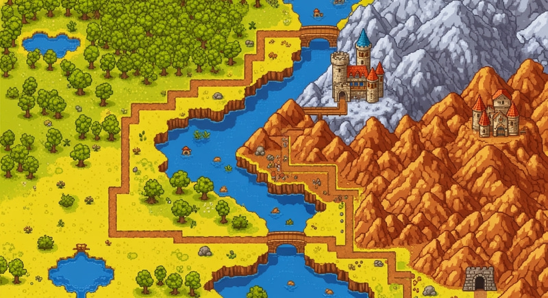 Pixelated Adventure Map: Explore Retro Stylish Lands Pixelated Adventure Map: Explore Retro Stylish Lands
