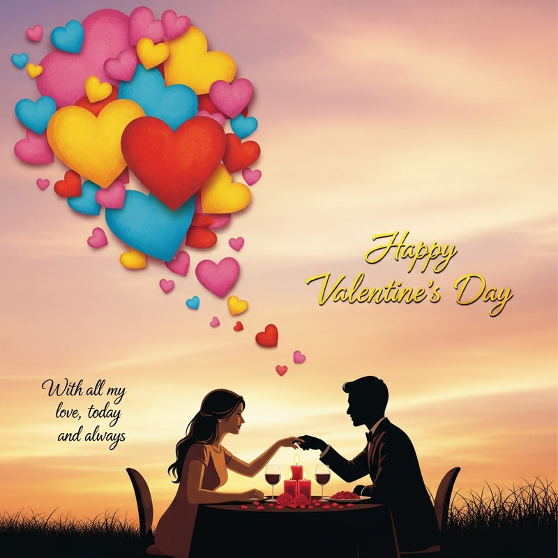 Romantic Valentine's Day Wish and Candle-lit Dinner Design Romantic Valentine's Day Wish and Candle-lit Dinner Design