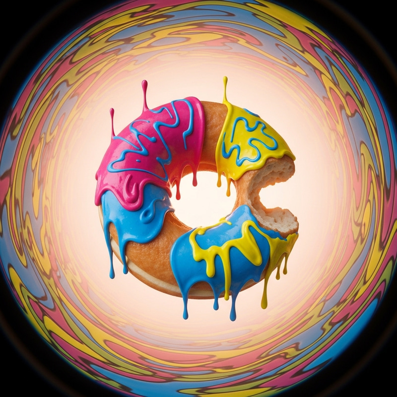 Surreal Pop Art Donut Sculpture by Salvador Dali | Colorful and Distorted