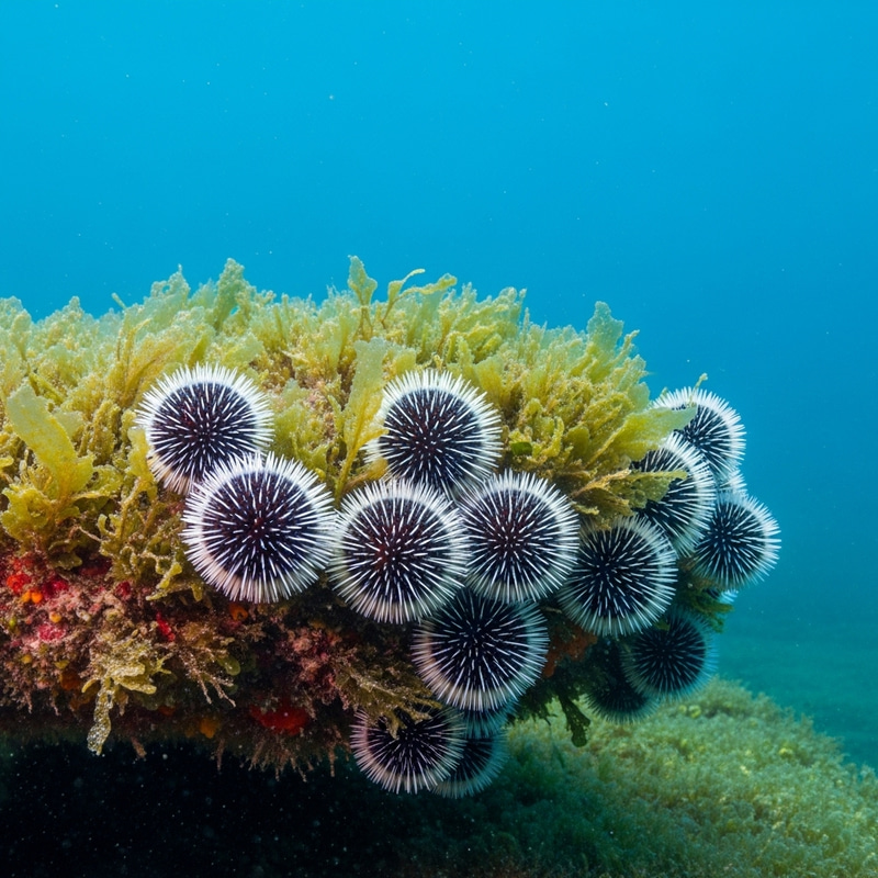 Sea Urchins Feeding in Their Ocean Habitat