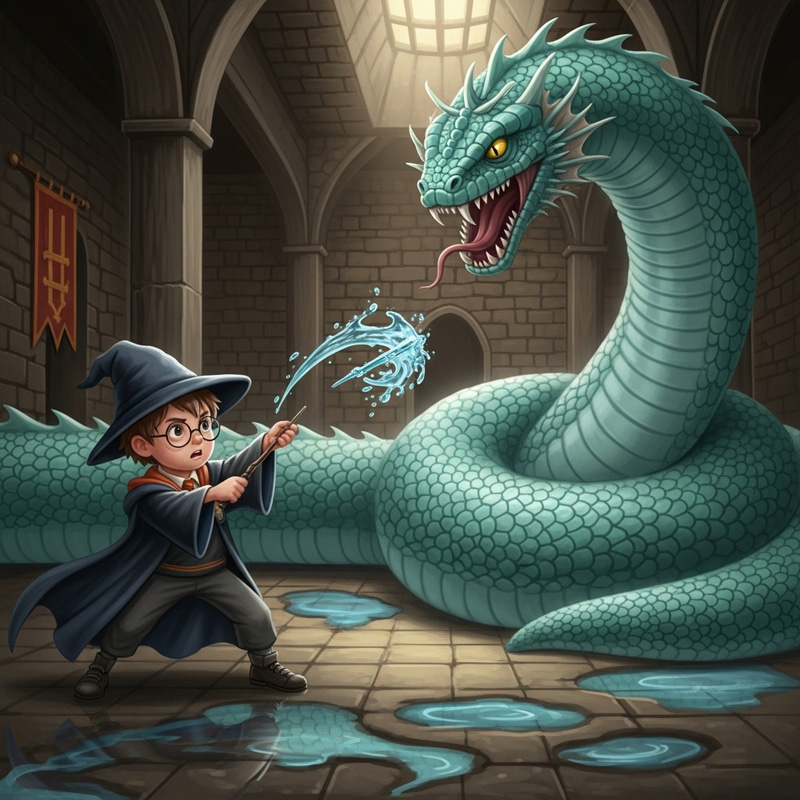 Harry Potter vs Basilisk - Epic Water Dart Battle