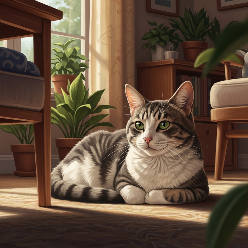 Beautiful Domestic Cat: Soft Fur, Keen Eyes, Agile Body