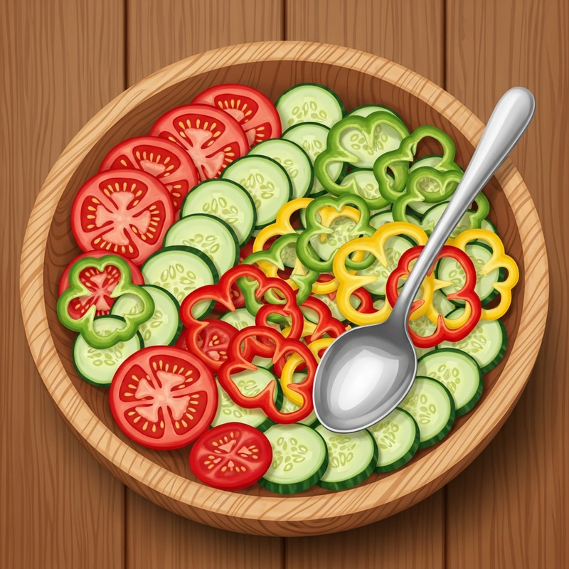 Finely Sliced Salad Vegetables in a Rustic Bowl