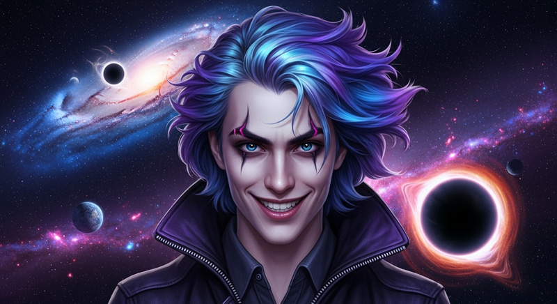 Galactic Anti-Hero: Young Man with Blue Purple Hair