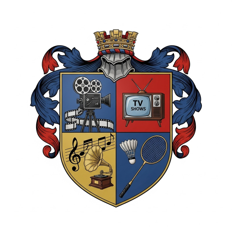 Custom Coat of Arms: Movies, TV, Music & Badminton Enthusiast Custom Coat of Arms: Movies, TV, Music & Badminton Enthusiast