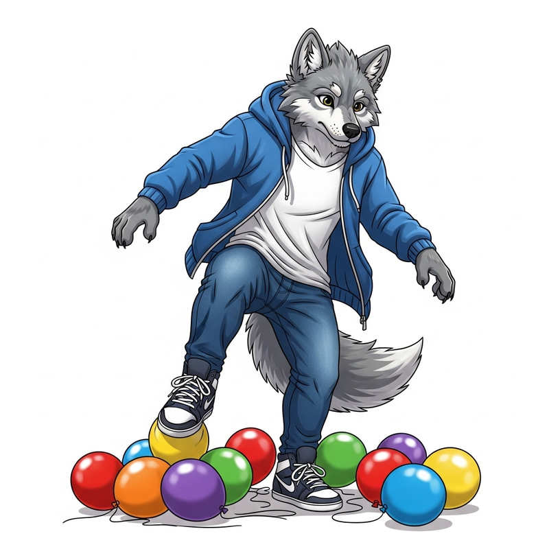 Cute and Realistic Furry Wolf Stomping Balloons
