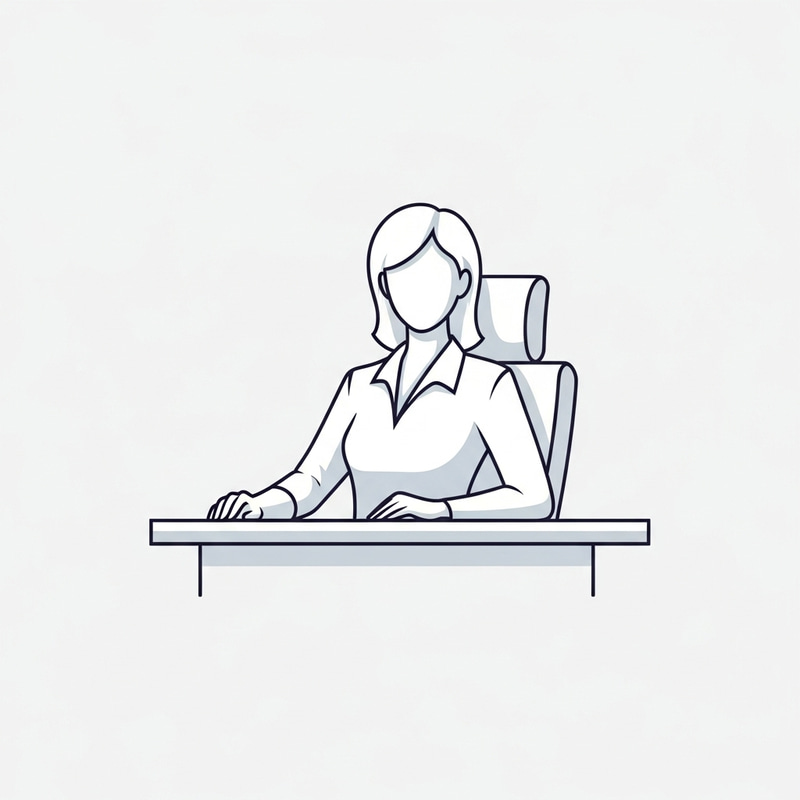 Minimalistic Design Vector Art white Woman Sitting Desk Logo Style