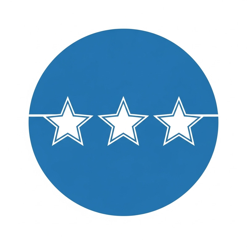 Bright White Stars Logo Design in Blue Circle Bright White Stars Logo Design in Blue Circle