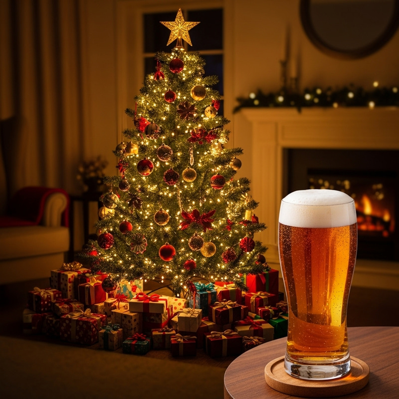 Festive Christmas Tree, Gifts & Beer - Albero, Regali, Birra - Natale Festive Christmas Tree, Gifts & Beer - Albero, Regali, Birra - Natale