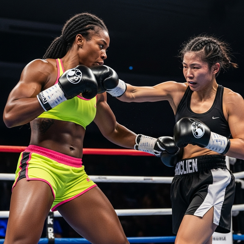 Female Boxer Takes a Deep Punch in Intense Match Female Boxer Takes a Deep Punch in Intense Match
