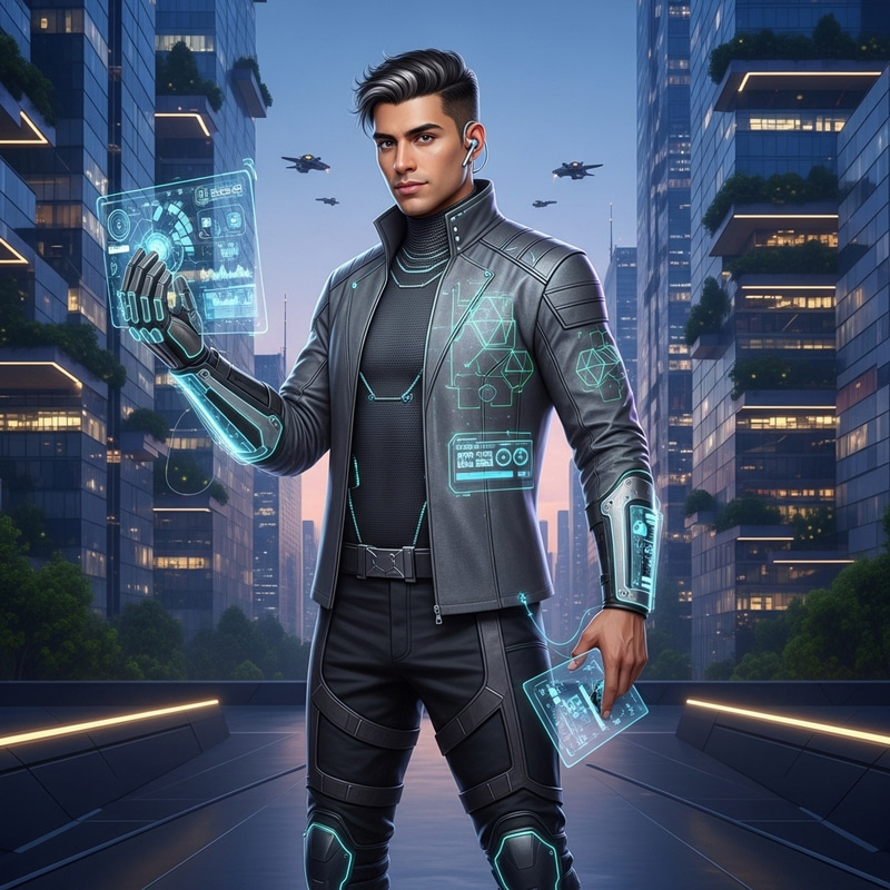 Futuristic Hispanic Man 2100 | Fashion & Technology Trends Futuristic Hispanic Man 2100 | Fashion & Technology Trends