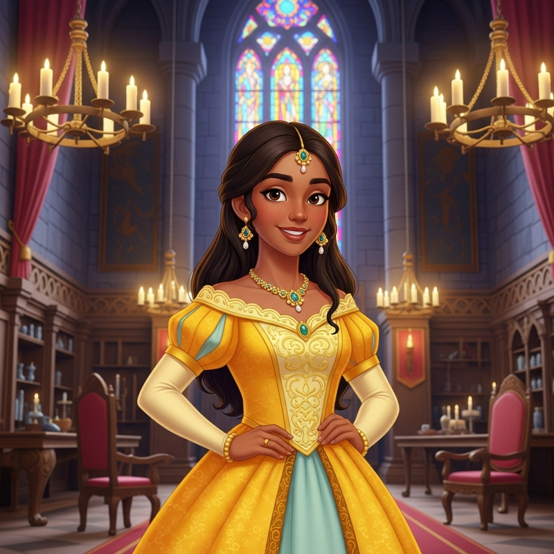 South Asian Princess in Ornate Gown | Castle Chamber Scene South Asian Princess in Ornate Gown | Castle Chamber Scene