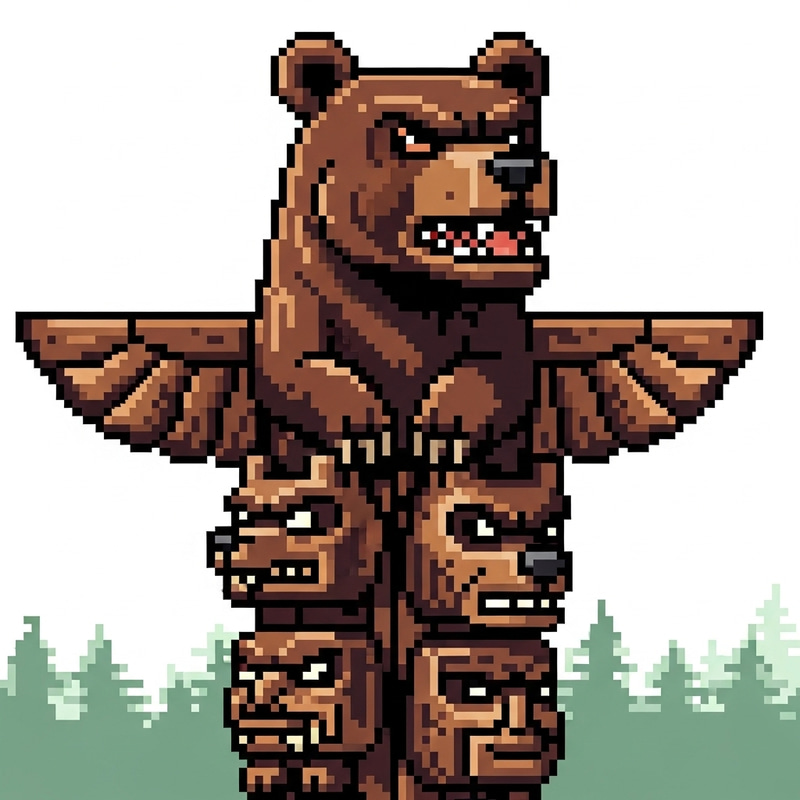 Pixelated Bear Totem | 2D Unique Artwork Pixelated Bear Totem | 2D Unique Artwork
