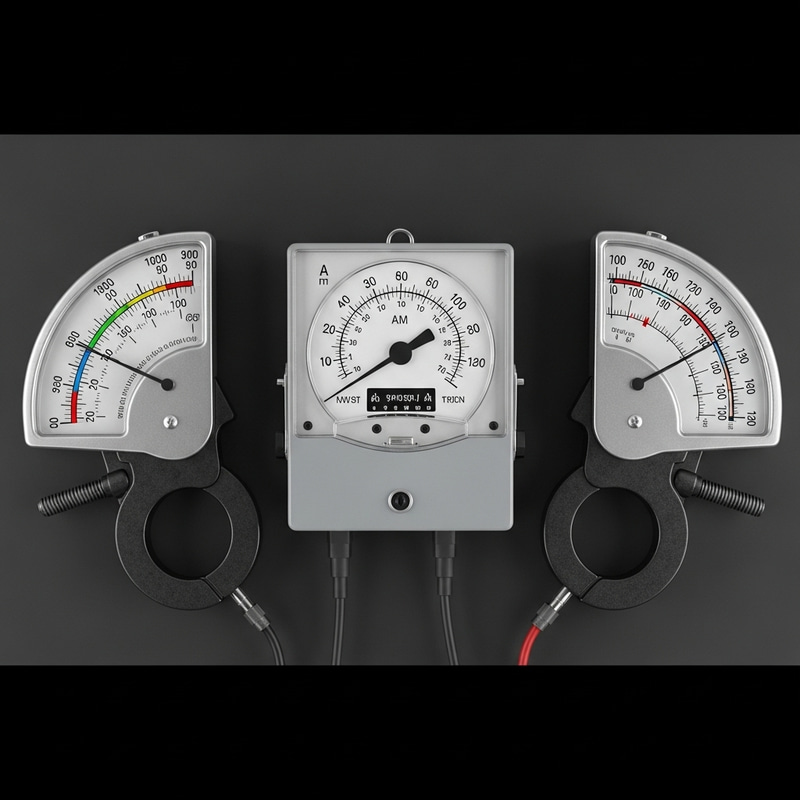 Industrial Ammeter Background with Clamp-On Ammeters