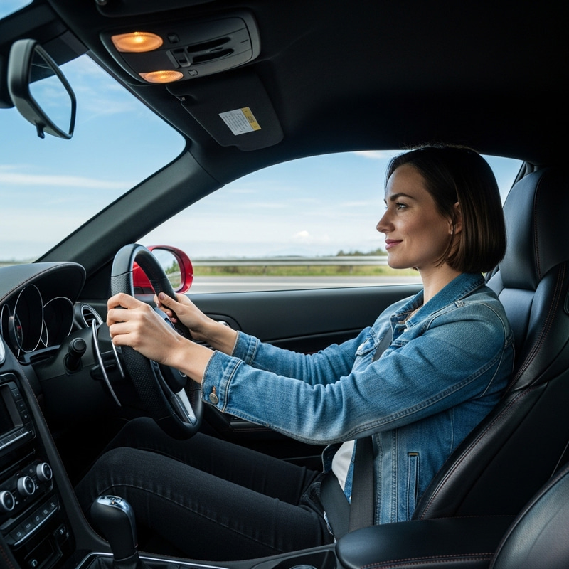 Woman Driving a Sleek Sports Car: Confidence on Wheels
