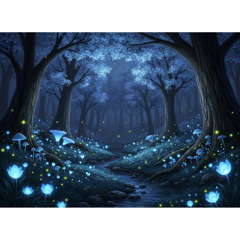 Magical Bioluminescent Forest Night Magical Bioluminescent Forest Night