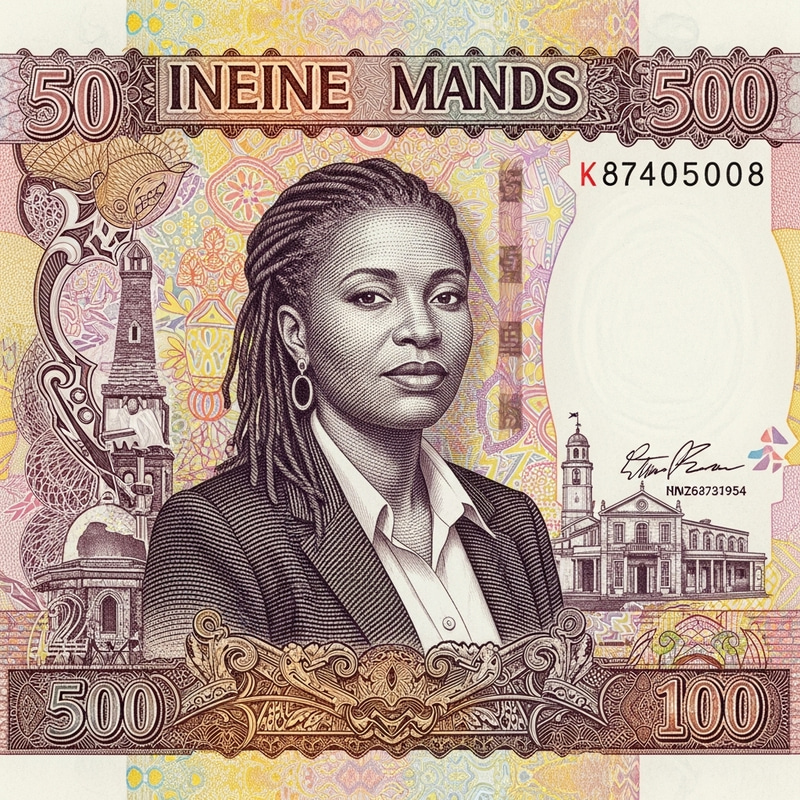 Intricate Banknote Portrait of Caribbean Woman Intricate Banknote Portrait of Caribbean Woman