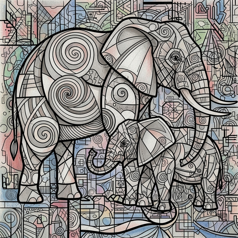 Elephants in Abstract - Geometric Shapes & Patterns Elephants in Abstract - Geometric Shapes & Patterns