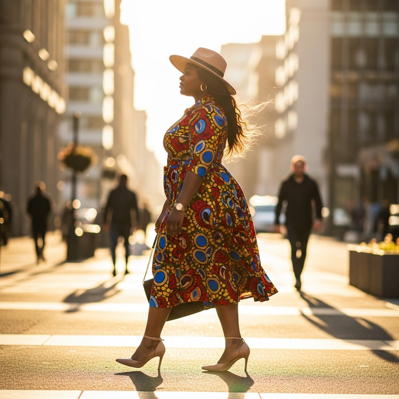 Confident Thick Black Woman Walking in Style Confident Thick Black Woman Walking in Style