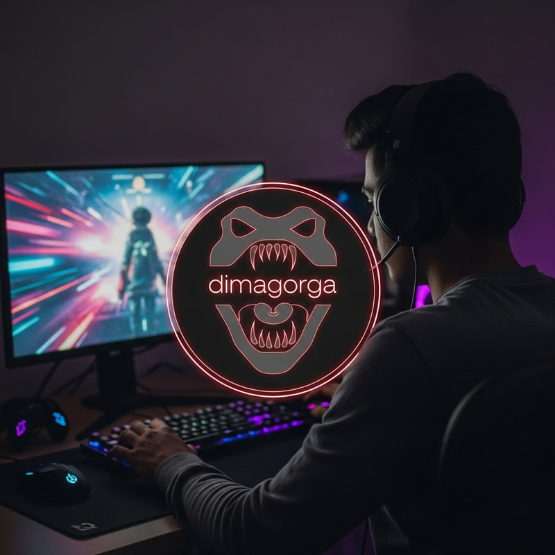 Minimalist Gaming Stream Logo with South Asian Man Playing Computer Games Minimalist Gaming Stream Logo with South Asian Man Playing Computer Games