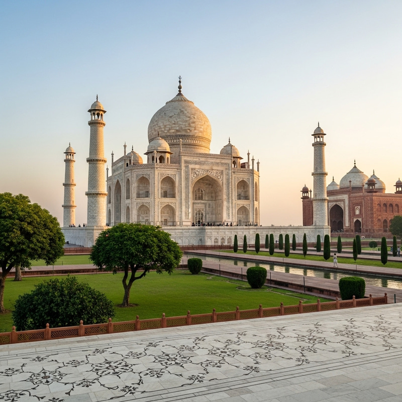 Taj Mahal: A Majestic View of the Iconic Marble Mausoleum Taj Mahal: A Majestic View of the Iconic Marble Mausoleum