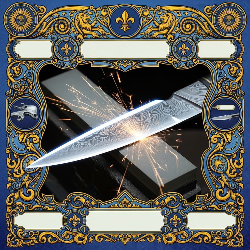 Gleaming Sharpened Blade | Blue & Golden Yellow Border Gleaming Sharpened Blade | Blue & Golden Yellow Border