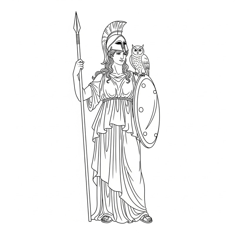 Elegant Line Drawing of Athena the Goddess Elegant Line Drawing of Athena the Goddess