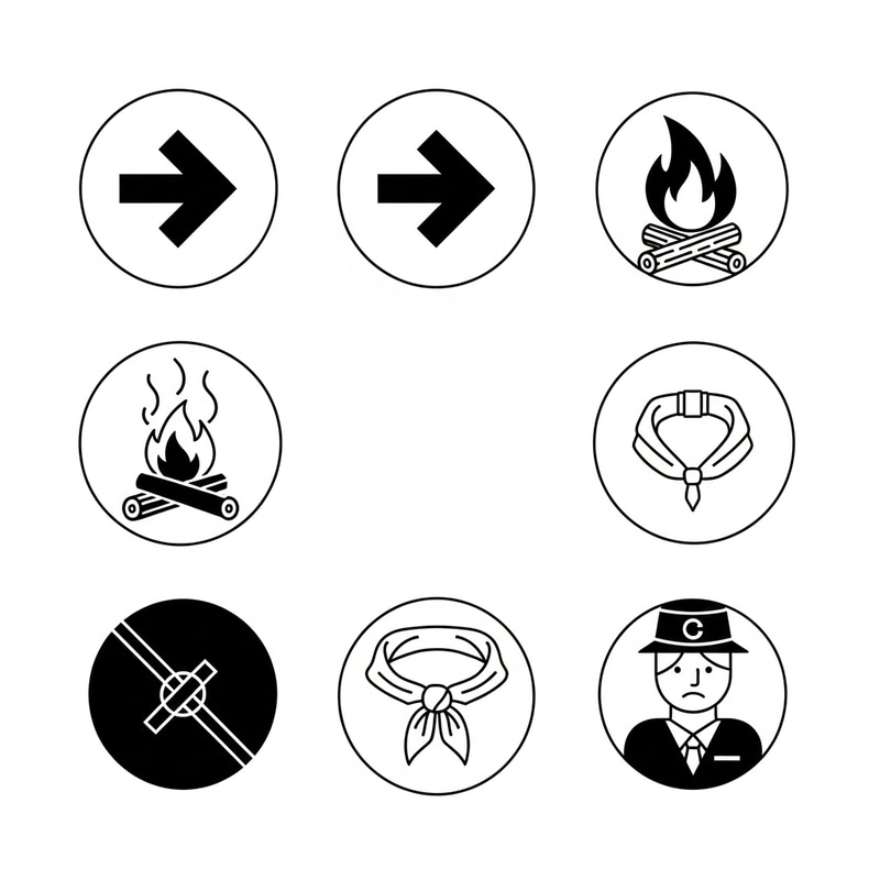 Russian Constructivism Inspired Round Icons for Modern Children's Camp Website Design Russian Constructivism Inspired Round Icons for Modern Children's Camp Website Design