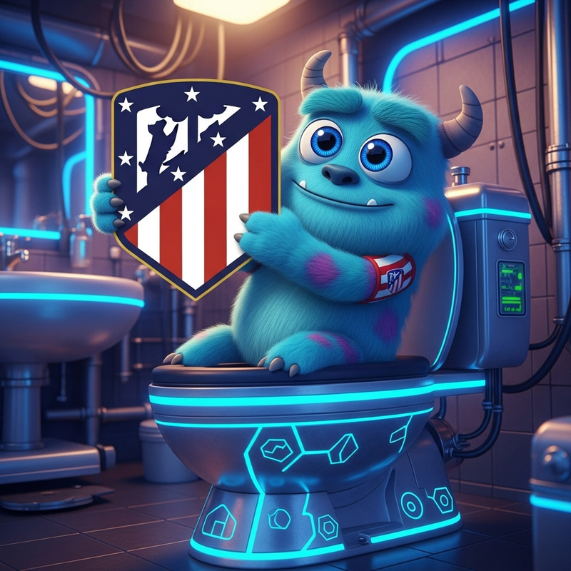 Blue Skibidi Monster with Atletico Madrid Emblem Blue Skibidi Monster with Atletico Madrid Emblem