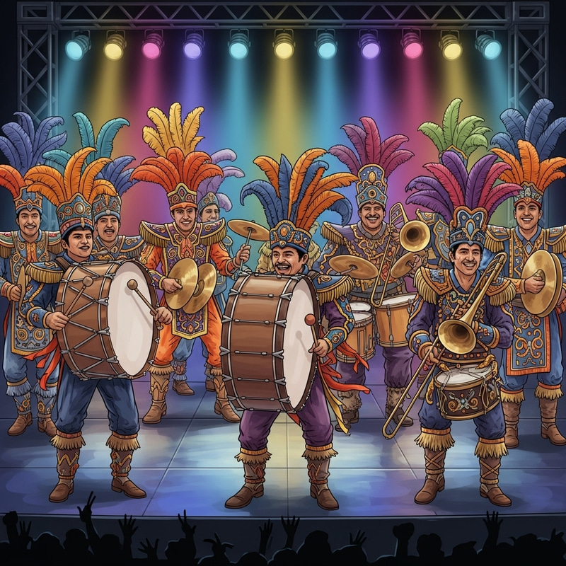 Colorful Murga Band Performance Illustration Colorful Murga Band Performance Illustration