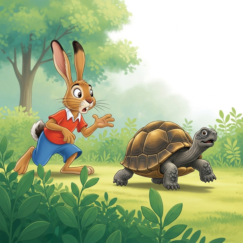 Hare Surprised as Tortoise Leads the Race