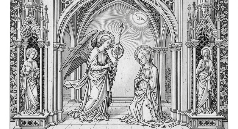Gothic Archangel Gabriel Annunciation to Virgin Mary