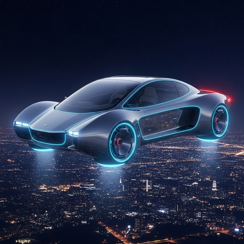 Futuristic Flying Car - Majestic Self-Piloted Vehicle Futuristic Flying Car - Majestic Self-Piloted Vehicle