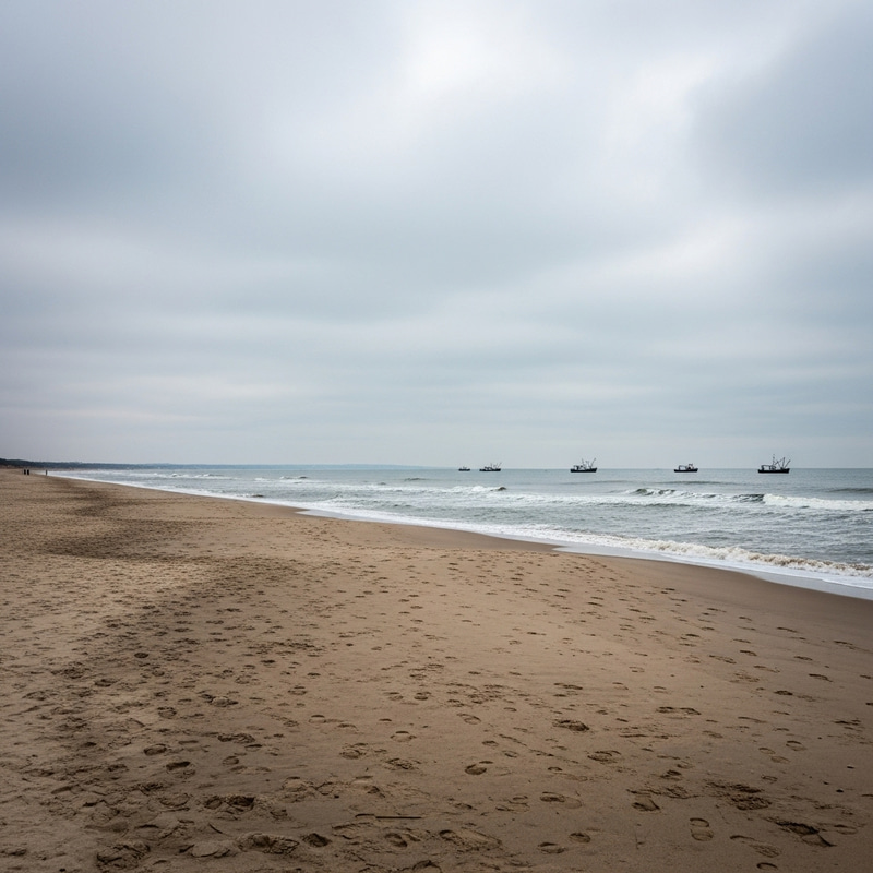 Winter Beach Solitude: Tranquil Seascape for Reflection Winter Beach Solitude: Tranquil Seascape for Reflection