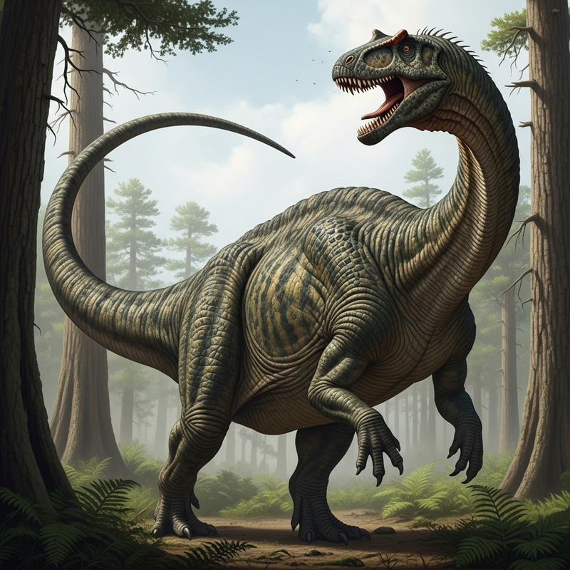 Mesozoic Dinosaur in Ancient Ferns & Forests Habitat