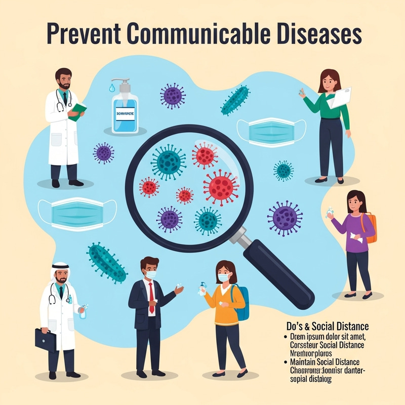 Preventing Communicable Diseases: Educational Poster with Diverse Figures