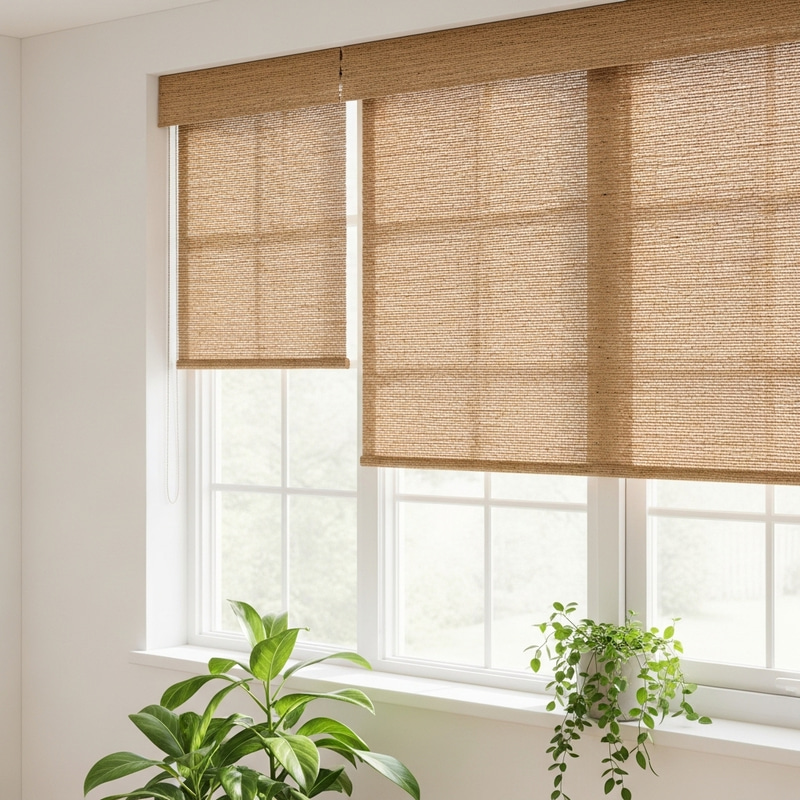 Modern Minimalist Jute Roller Shades, Serene Decor Inspiration Modern Minimalist Jute Roller Shades, Serene Decor Inspiration