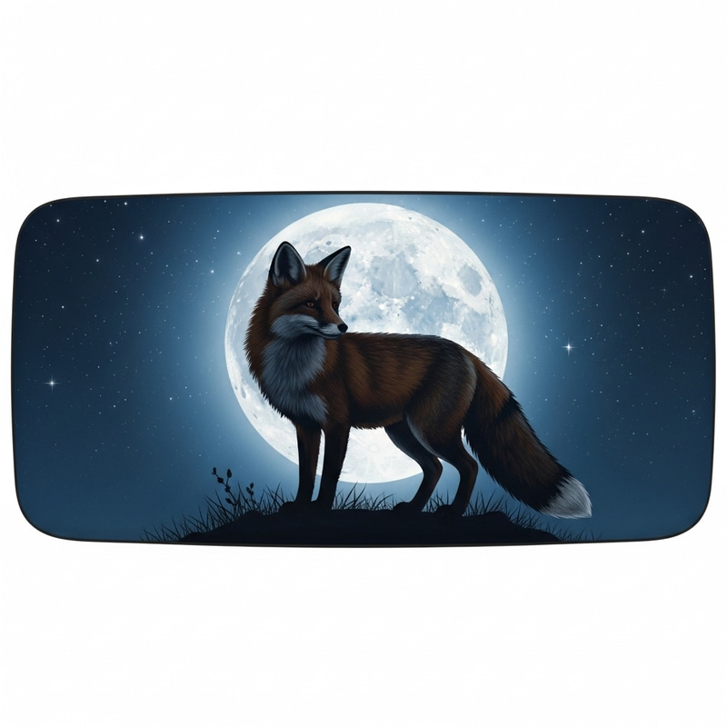 Fox Silhouette with Moon Glow - Night Sky Background