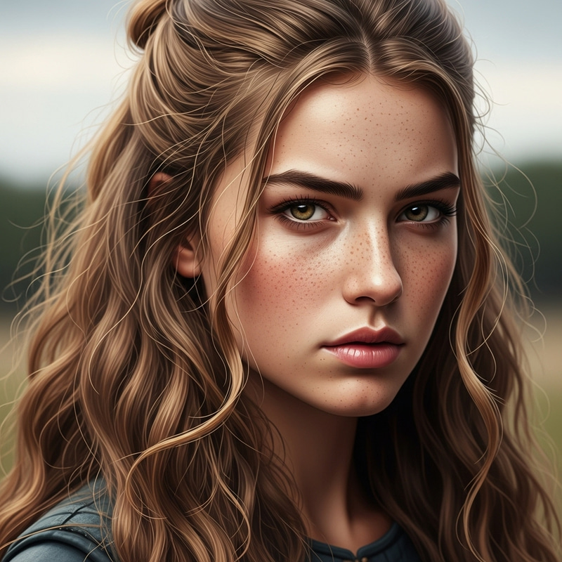 Captivating Girl with Long Hair & Hazel Eyes | Strength & Determination Captivating Girl with Long Hair & Hazel Eyes | Strength & Determination