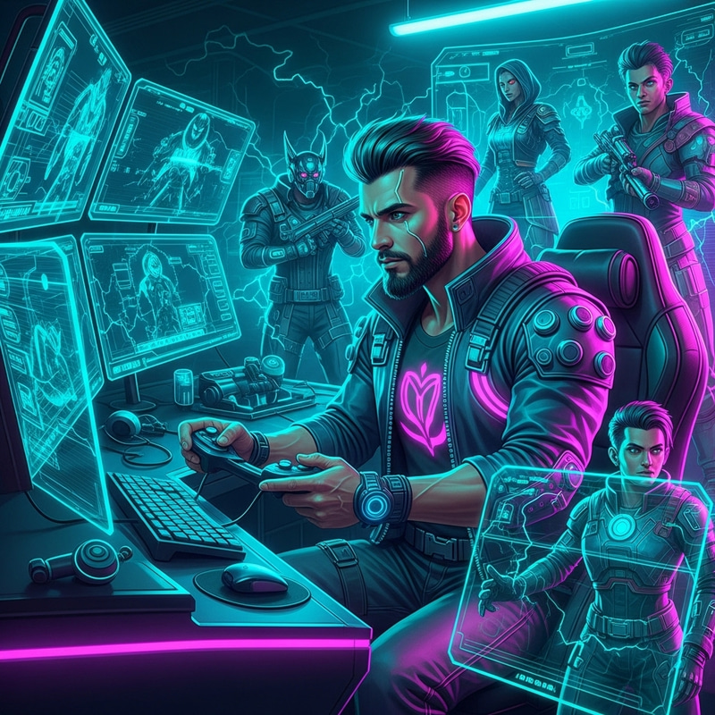 Ajju Bhai Cyberpunk Style in Neon Gaming Room Ajju Bhai Cyberpunk Style in Neon Gaming Room