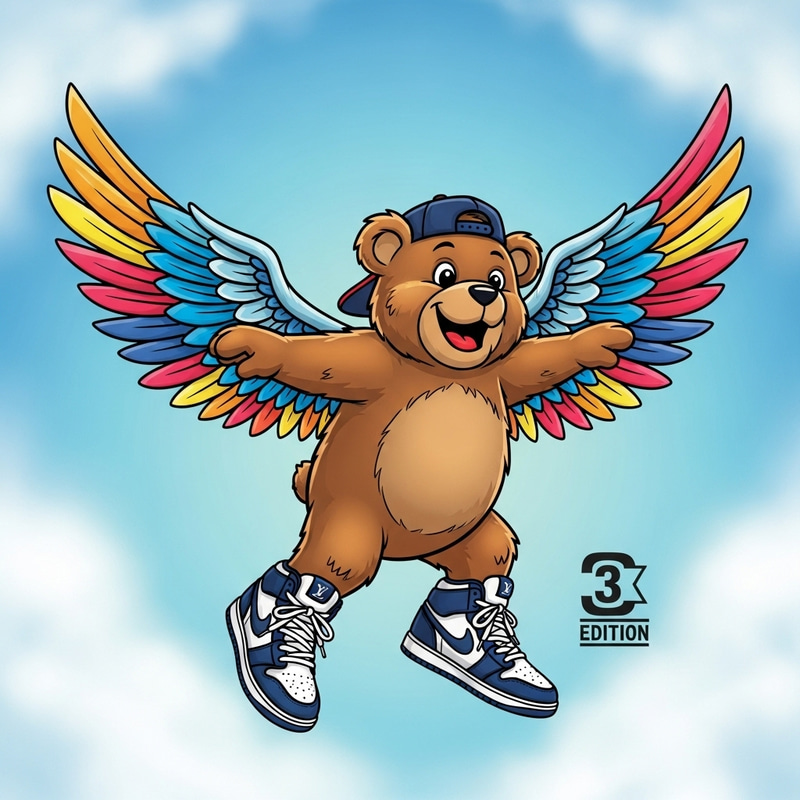 Cheerful Dancing Bear in Jordan 3 Sneakers Cheerful Dancing Bear in Jordan 3 Sneakers