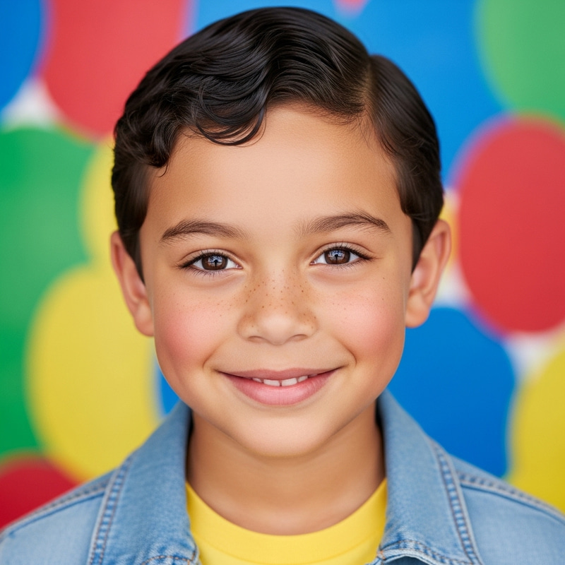 Innocent 6-Year-Old American Boy with Lovely Hair | Colorful Portrait Innocent 6-Year-Old American Boy with Lovely Hair | Colorful Portrait