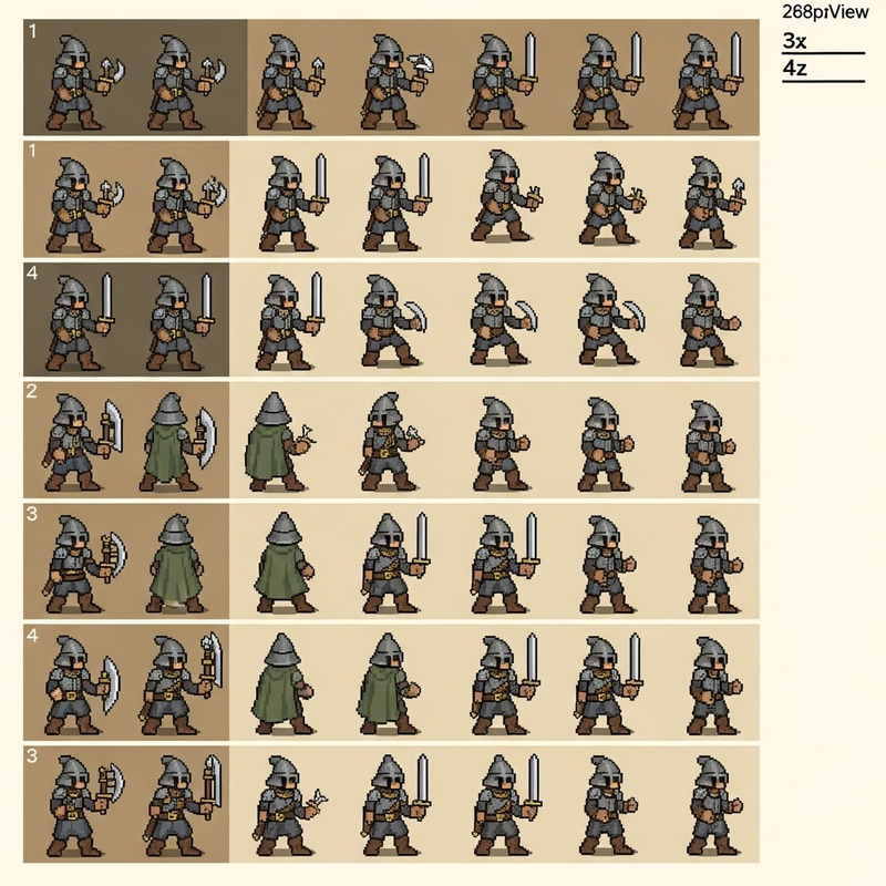 Pixel Art Sprite Sheet: Dungeons & Dragons Character Frames