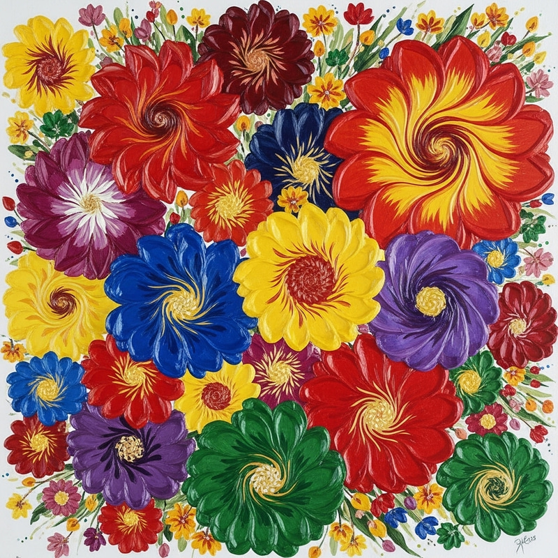 Vibrant Abstract Flowers: A Burst of Colors