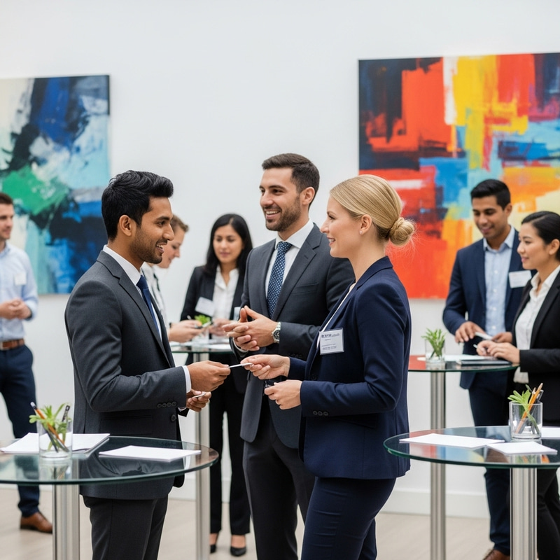 Diverse Professional Networking Event Illustration Diverse Professional Networking Event Illustration